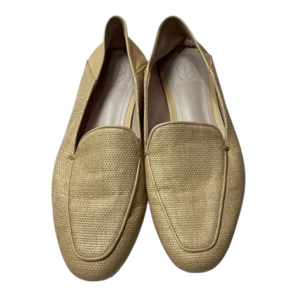 Porte & Paire Beige Raffia Leather Trim Collapsible Loafers Women's Size EU 37 - Picture 2 of 14